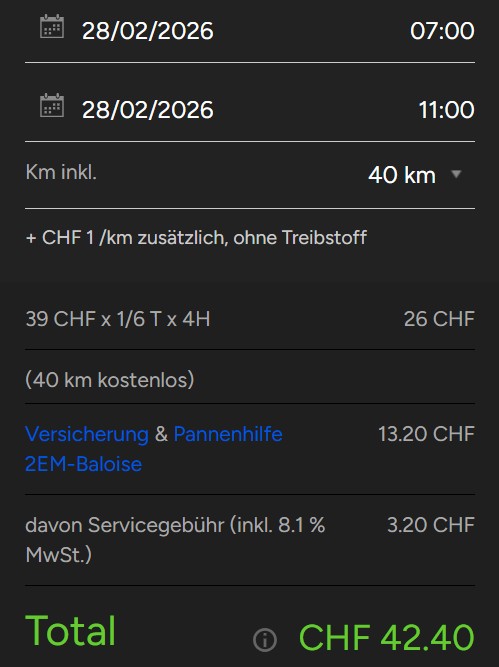 Preis kurze Zeit